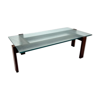 Wengé and glass coffee table, 1960s