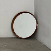 Mirror - Teak - Wooden structure with brass - Vintage Italian design - 1960s