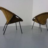 Olive Green Suede Balloon Chairs from Lusch, Germany, 1960s, Set of 2