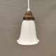 Small delicious tulip shaped hanging lamp in white opal glass with brass top.