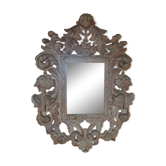 Carved wooden mirror