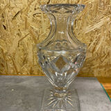 Diamond-cut crystal baluster vase with Lorraine cross