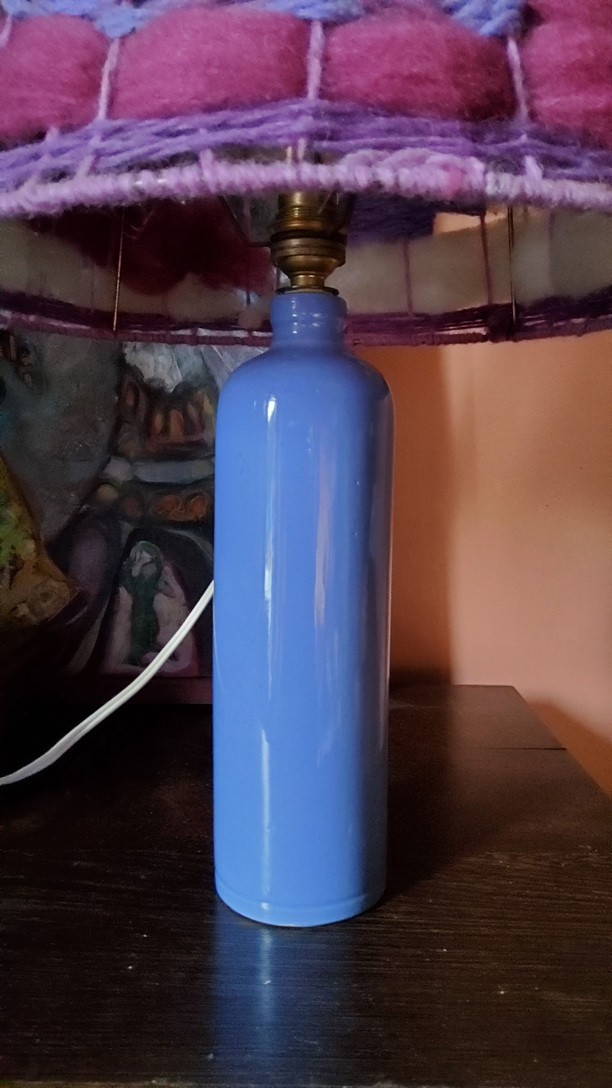 Digoin sandstone lamp from the 70s wool lampshade