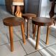 Lot Tabourets Tripode bois vintage