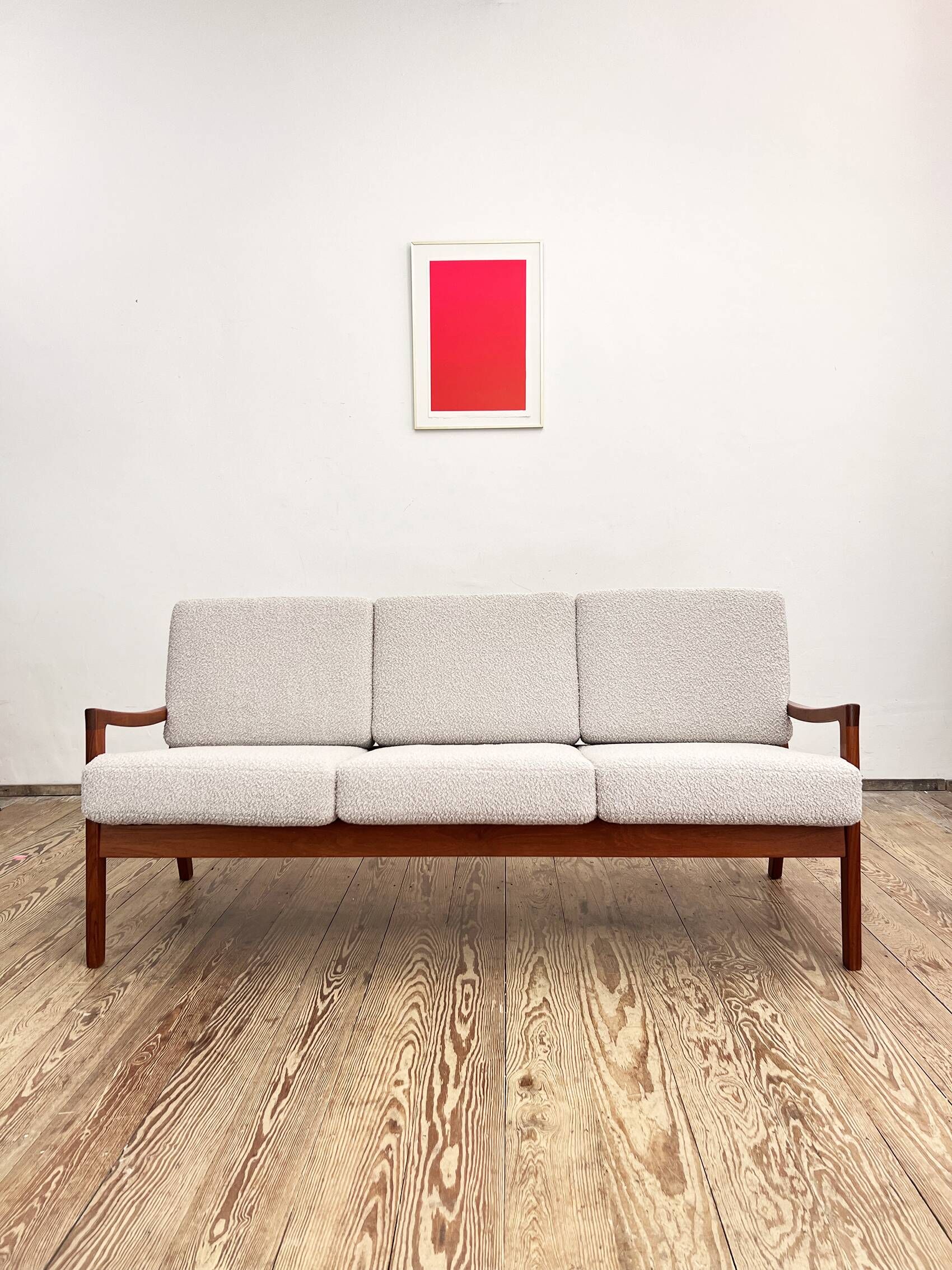 Mid Century Modern 3-Seat Sofa, Ole Wanscher for France & Son, Senator Teak, Danish Design Couch