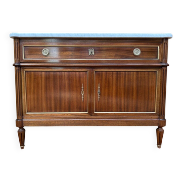 Louis XVI style buffet – Solid mahogany & Carrara marble – Restored