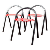 Vintage Clio chairs by Giorgio Cattelan for Cidue, black metal and wood.