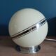Bedside lamp living room art deco glass ecru chrome border globe