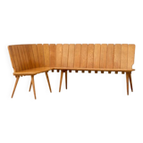 Brutalist corner bench in oak – European design, 1960s/70s