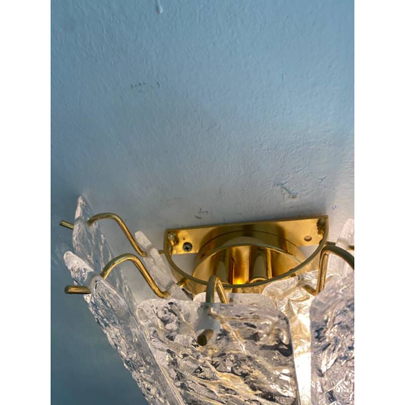 Pair of Contemporary Hammered Strips ”Listelli” Murano Glass Gold Wall Sconces by Simoeng