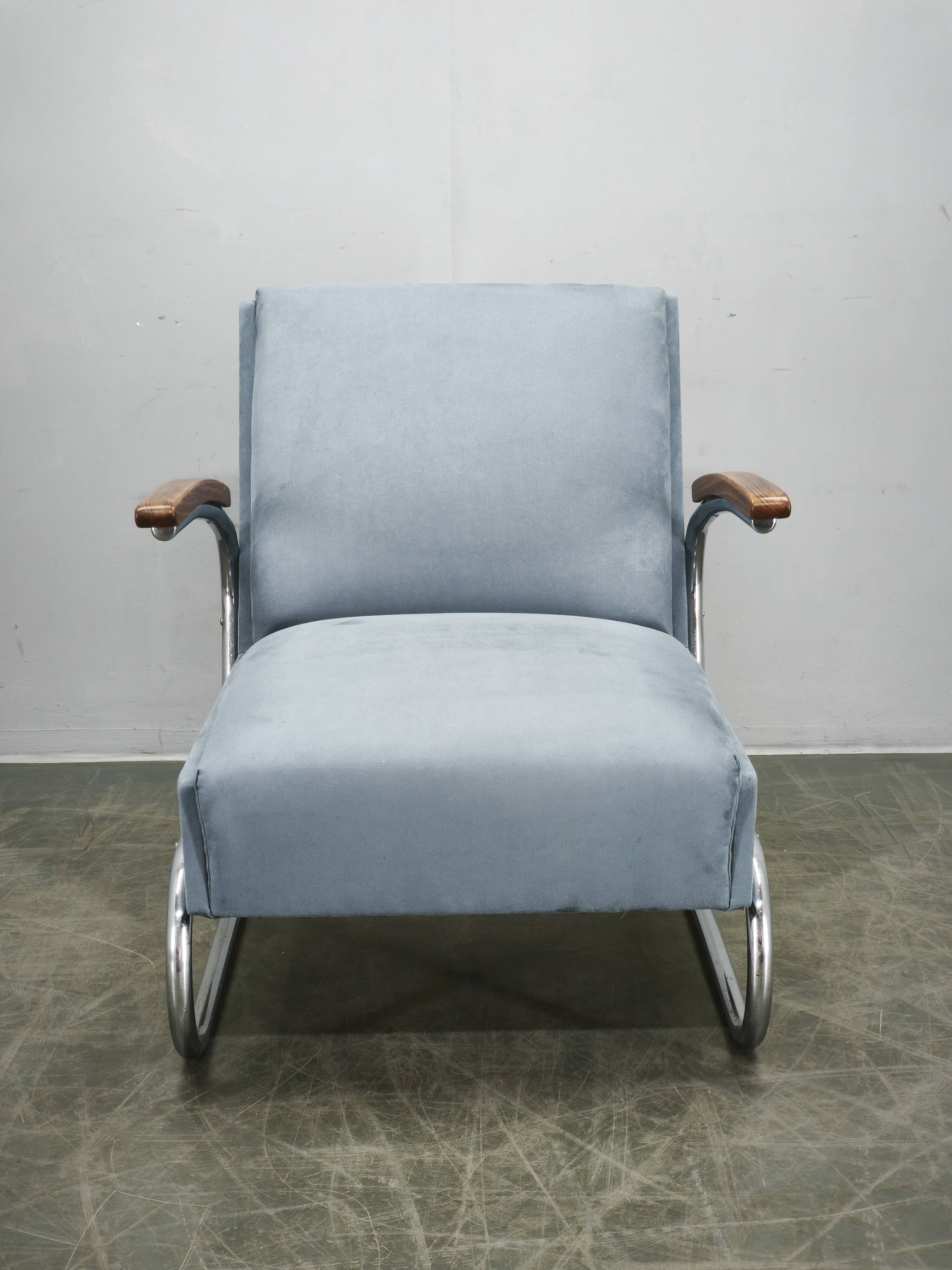 Fauteuil cantilever Bauhaus des années 1930 dans le style Thonet S 411, attribué à Kovo