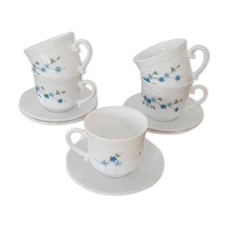 5 Veronica Arcopal cups and saucers