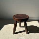 Brown solid wood stool hollow circular seat h:35cm d:30cm