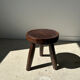 Brown solid wood stool hollow circular seat h:35cm d:30cm