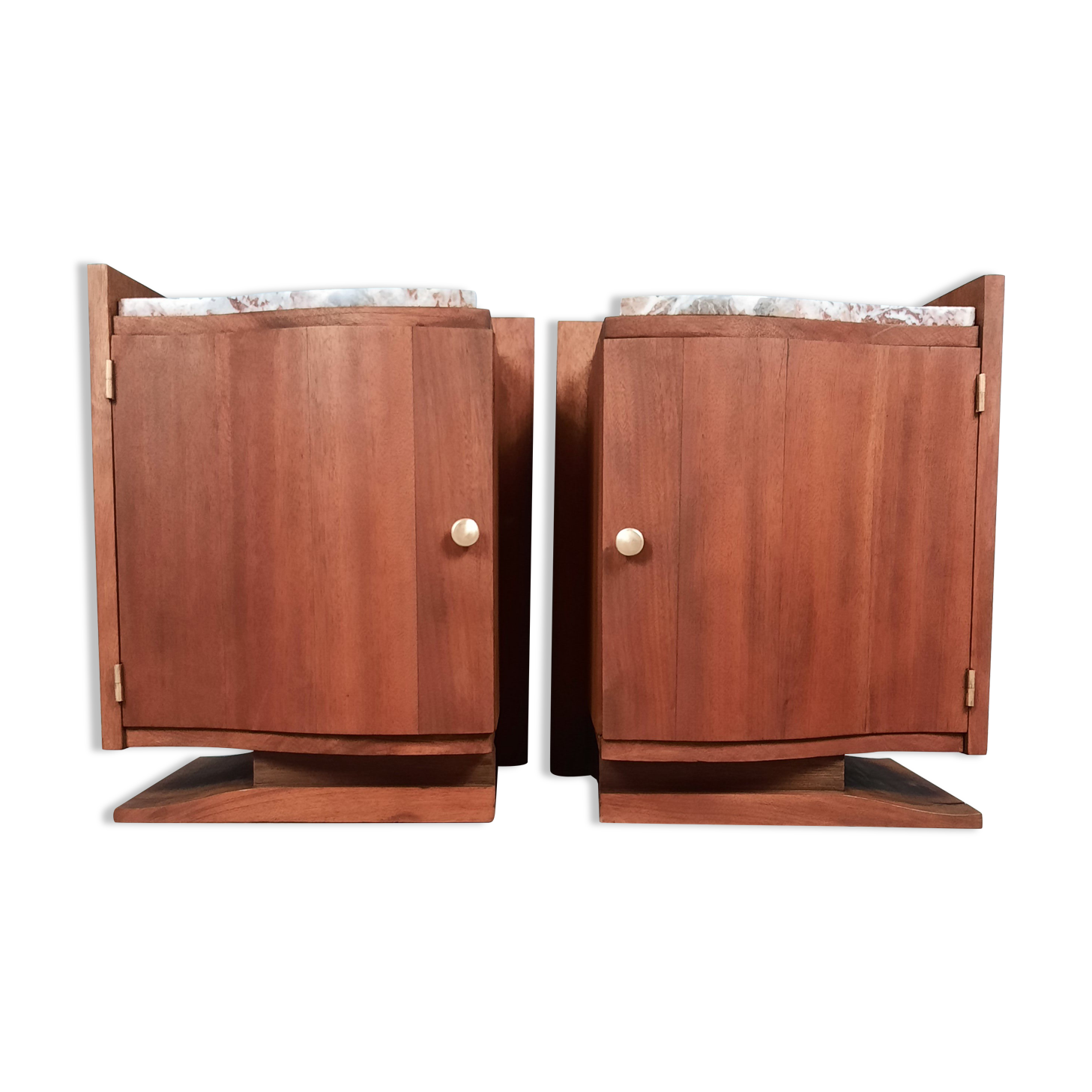 Pair of Art Deco mahogany bedsides
