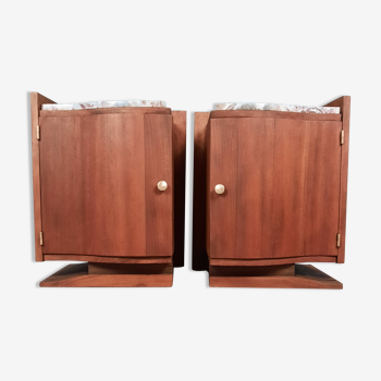 Pair of Art Deco mahogany bedsides