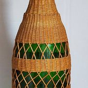 Pied de lampe bouteille XL habillée de rotin années 50