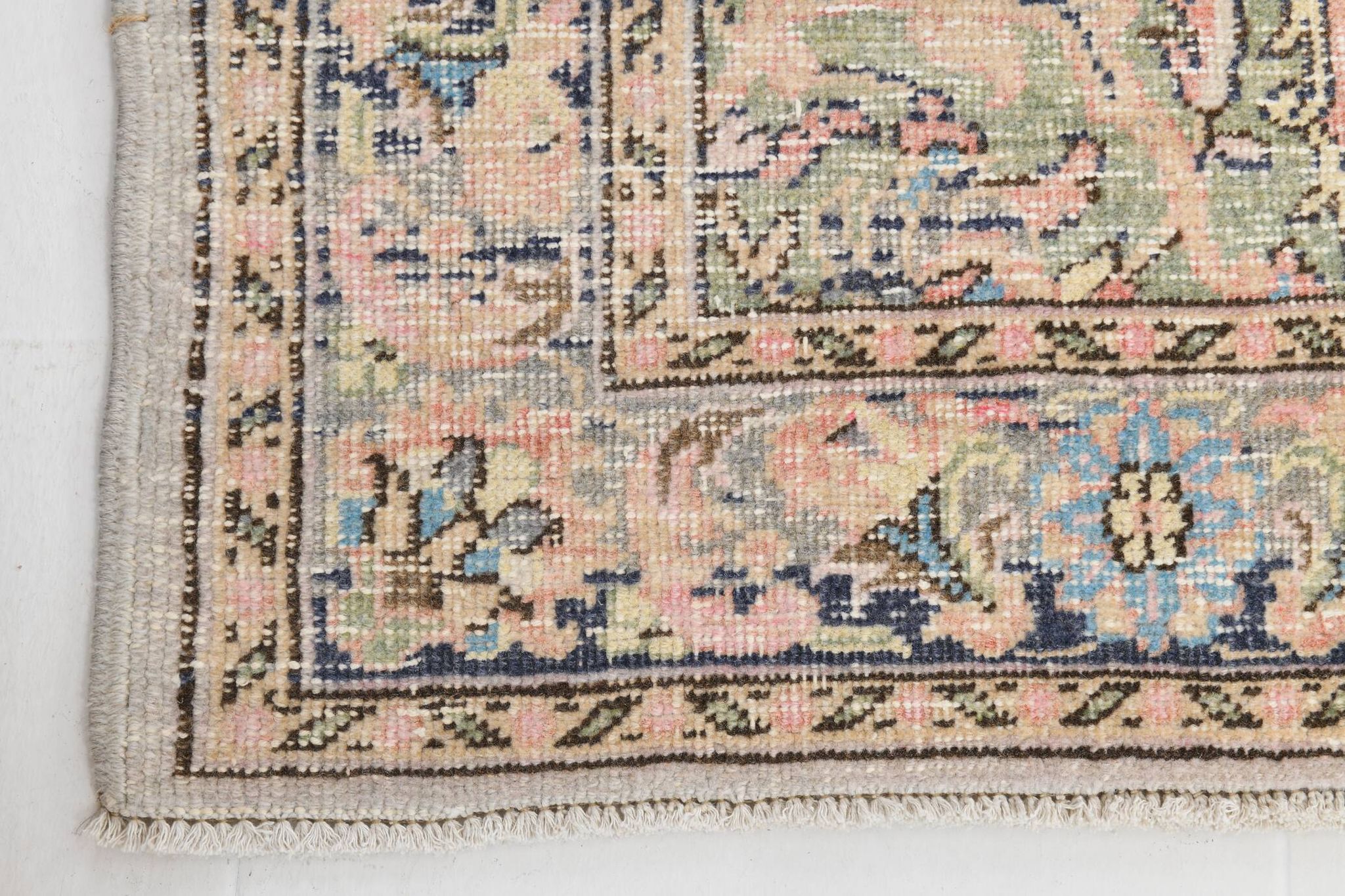 4x8 Pink & Navy Blue Vintage Rug 137x256Cm SK 6302