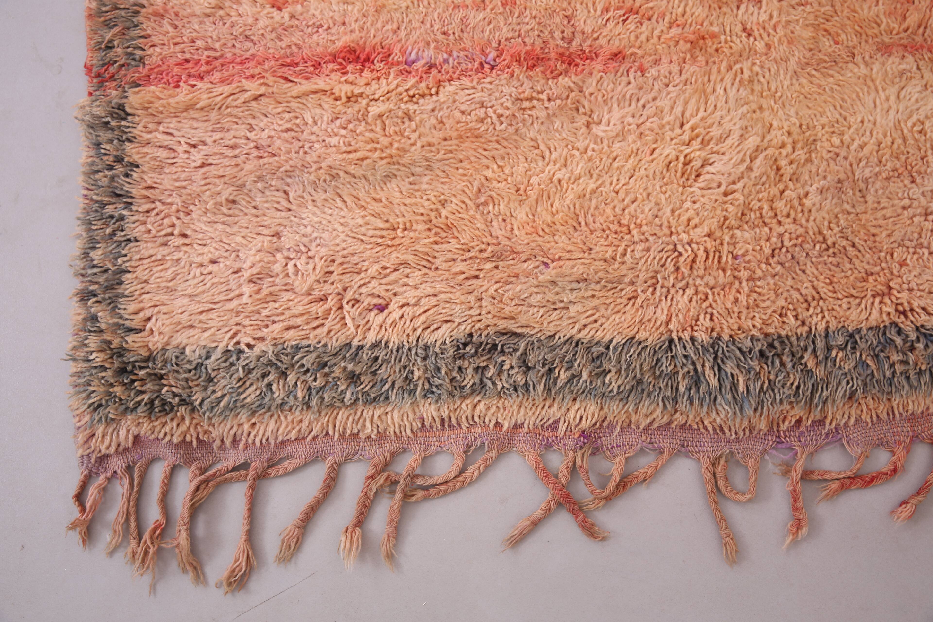 Peach Vintage Moroccan Rug 160 x 260 cm - Berber Wool Rug - Handmade Rug