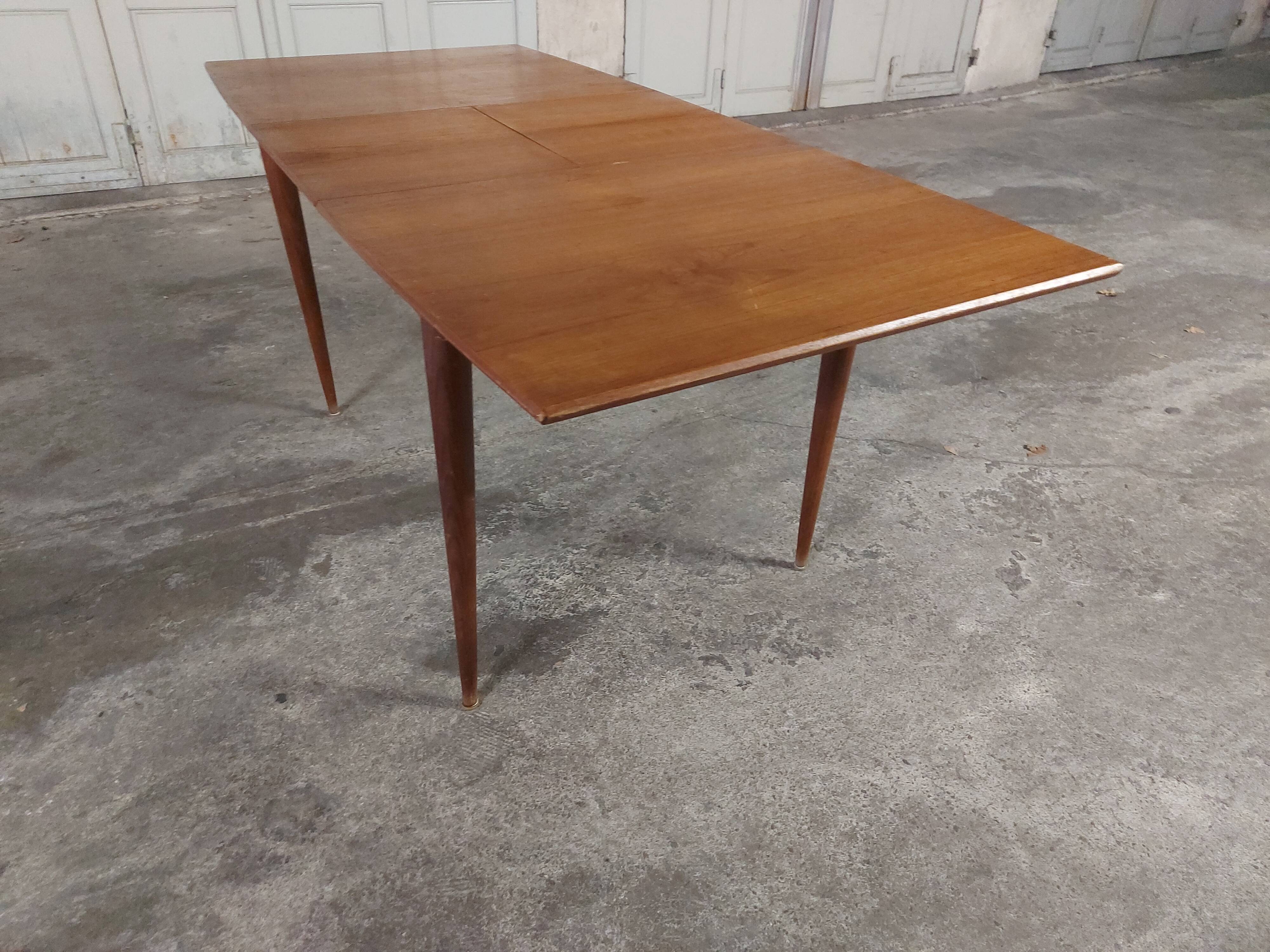 Scandinavian teak table with built-in extension