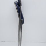 Chaise pliable skaï bleu pieds chromés
