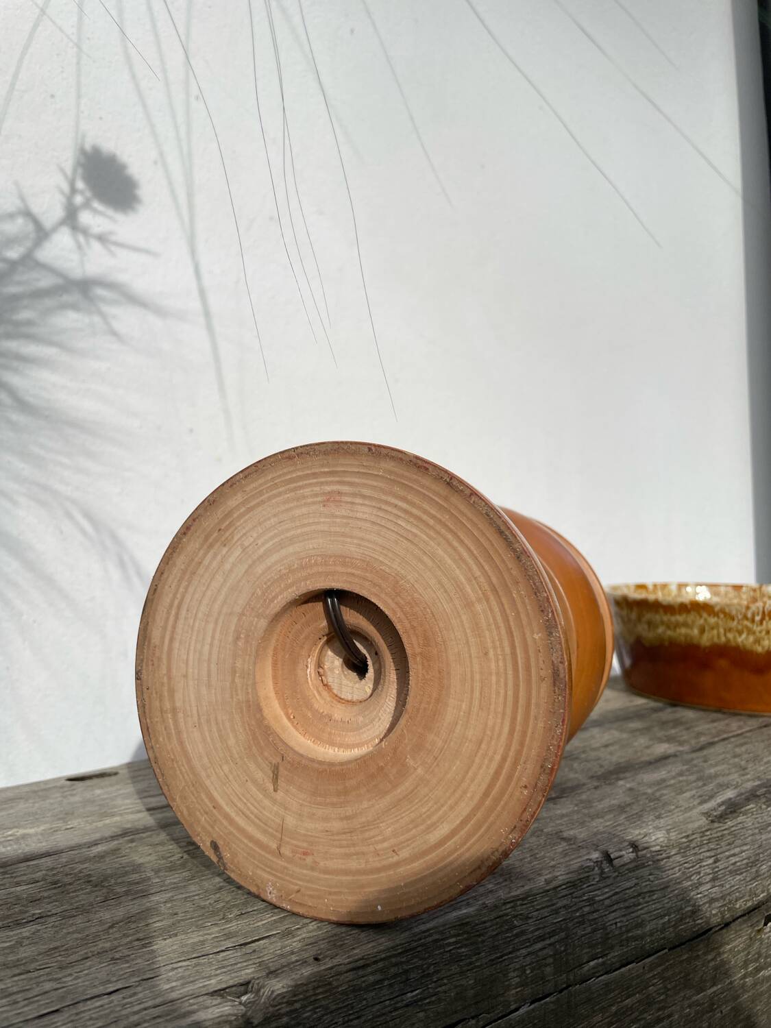 Large turned wooden lamp base