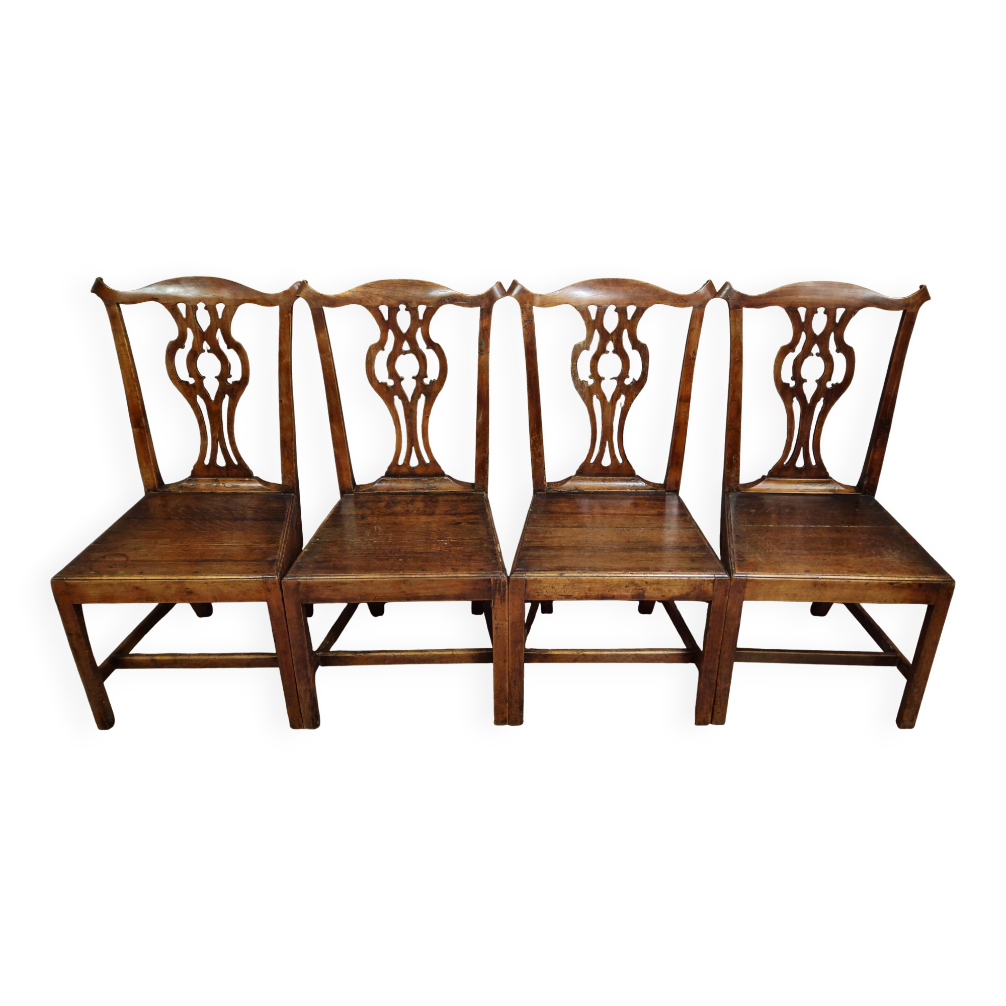 Set of 4 antique wooden chairs – 18th century / Chippendale style