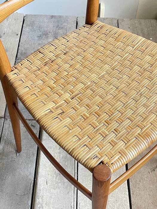 Pair of mid-century woven-seat dining chairs by G.B. Marangoni, Italy 1950s