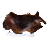 Large monoxyle bowl made of dark raw olive wood from the 1950s.