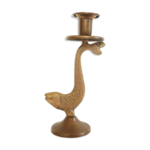 Old golden brass fish candlestick