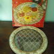 Service tray with cakes, silver plated, double glass with lace insertion, original box