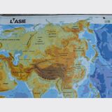 Carte scolaire poster vintage Asie édition MDI / ancienne carte / carte scolaire/ Magic'Puce