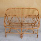 Vintage rattan bench