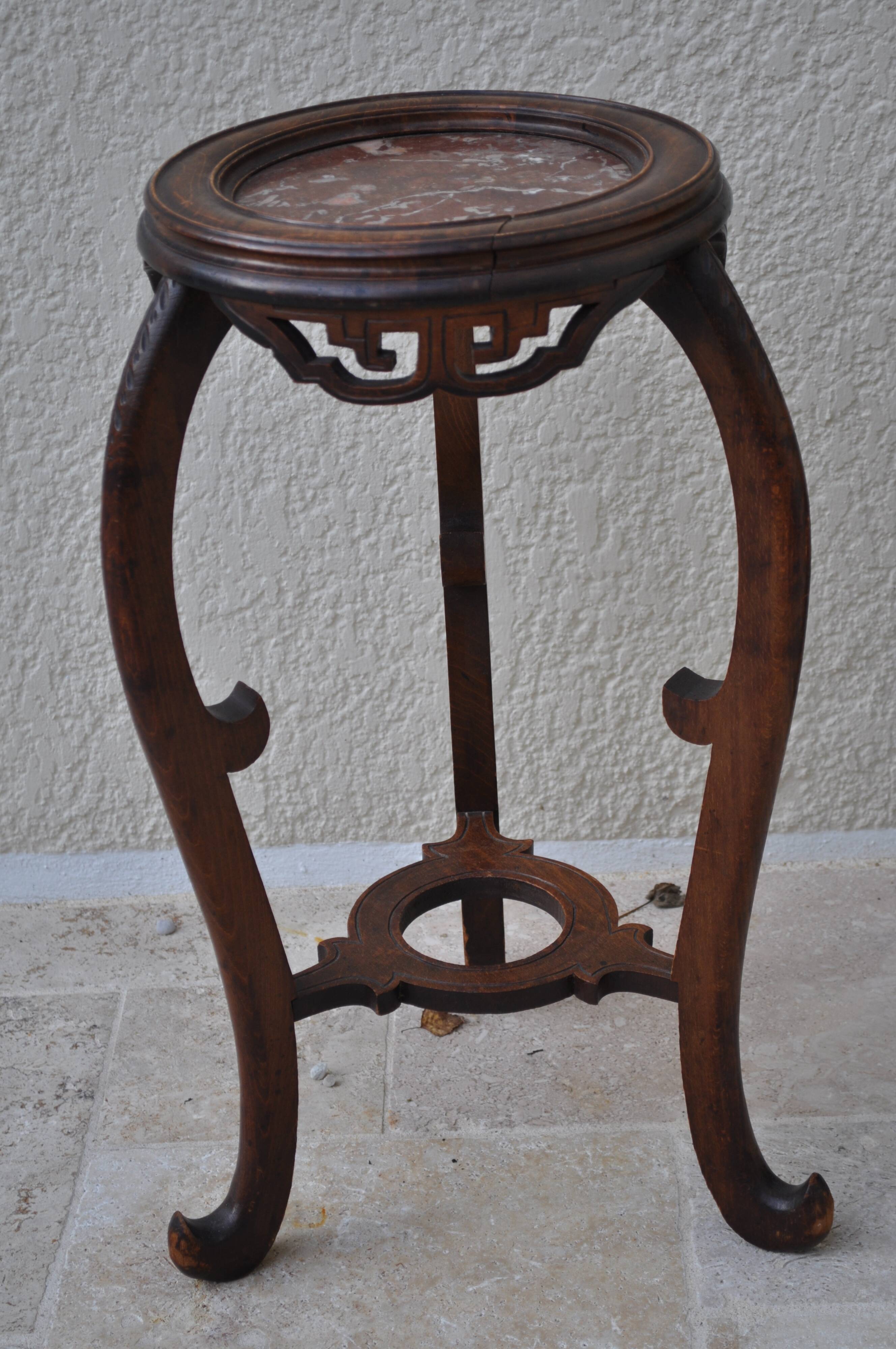 Fifth wheel tripod wood top marble