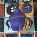 Coffee table, ceramic tray, metal feet, circa 1960