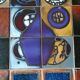 Coffee table, ceramic tray, metal feet, circa 1960