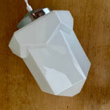 Vintage art deco globe pendant light in white opaline