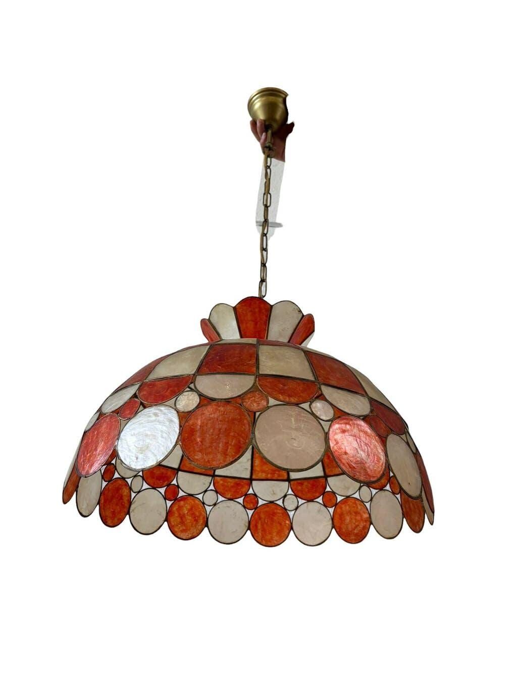 Suspension orange vintage en coquillage capiz, nacre