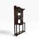 Vintage wooden coat rack with mirror.