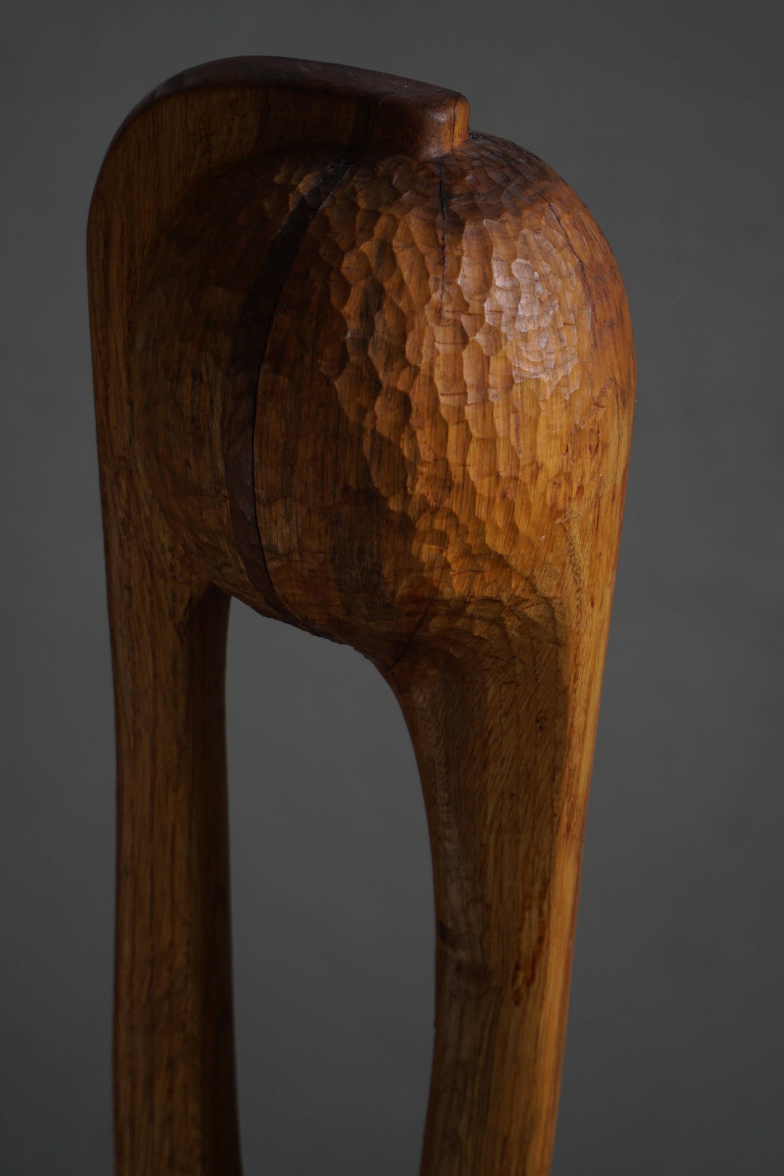 Wood sculpture "The Thoughtful One" by Ole Wettergren, Denmark, 1980s