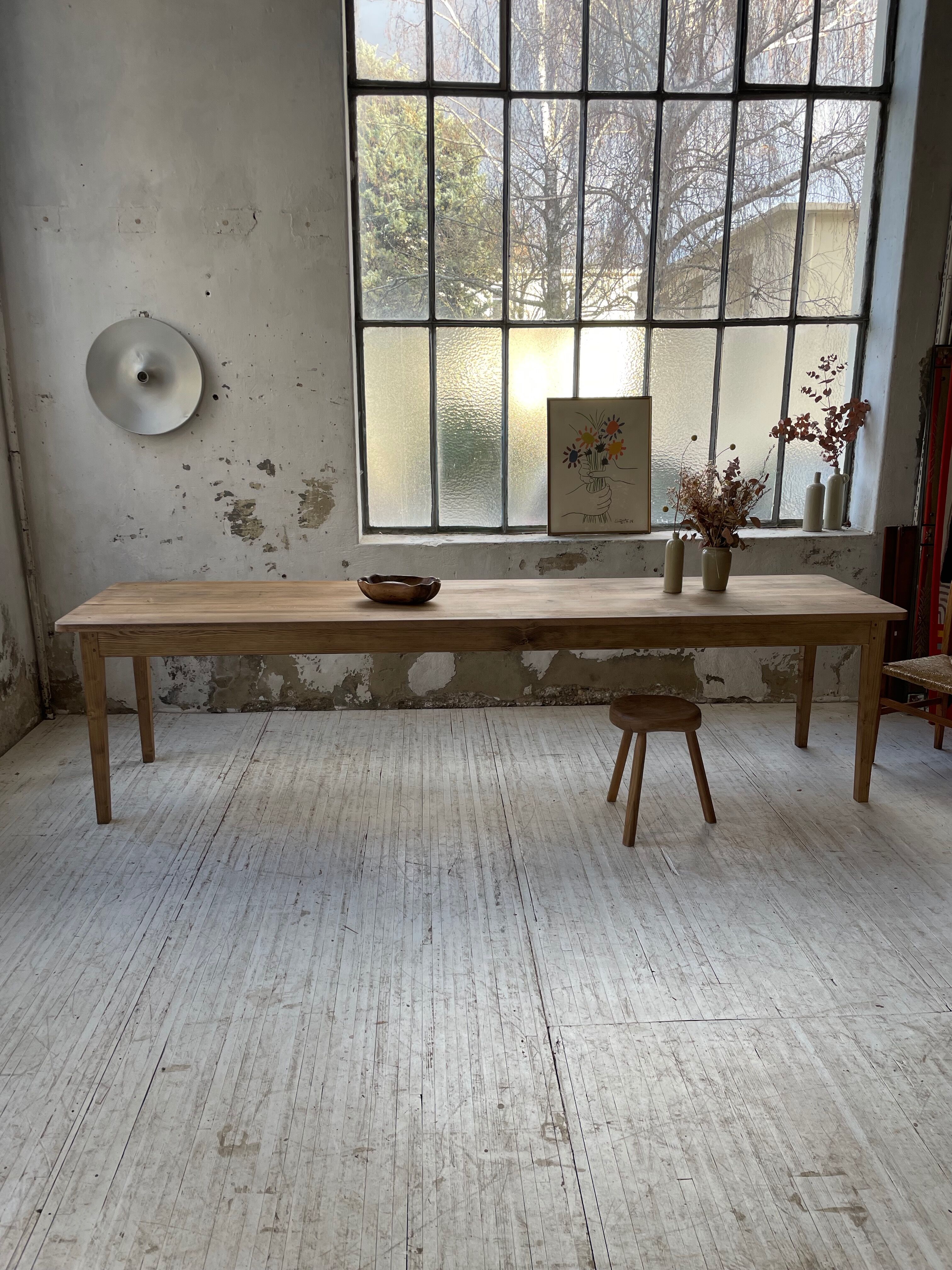 XL farmhouse table in beech and pine 3m