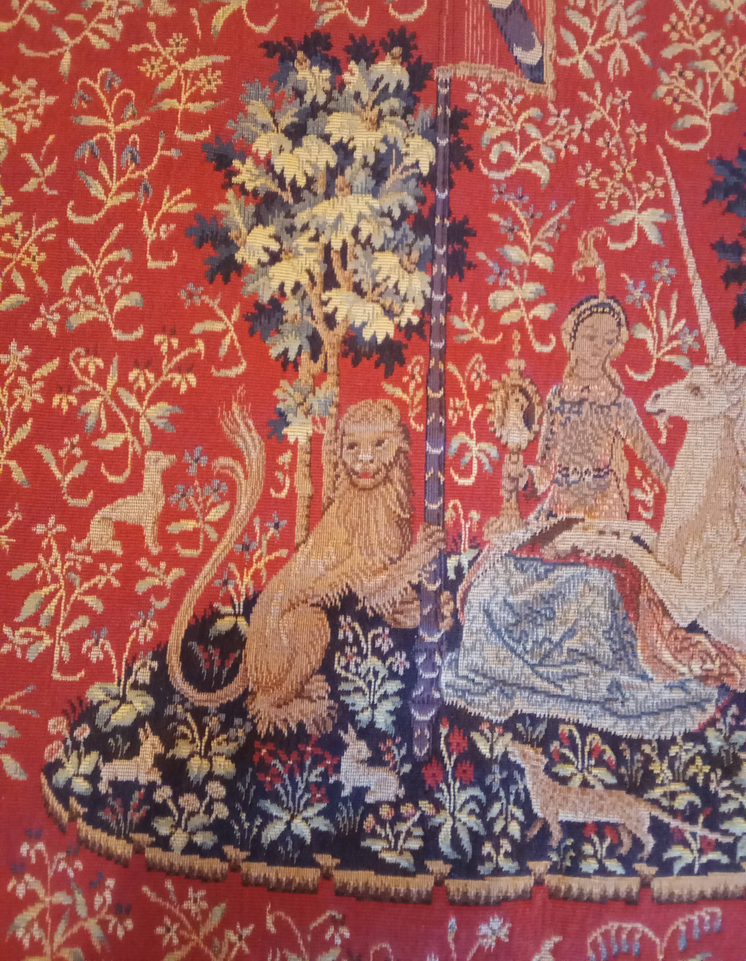 Antique tapestry from Halluin: The Lady and the Unicorn
