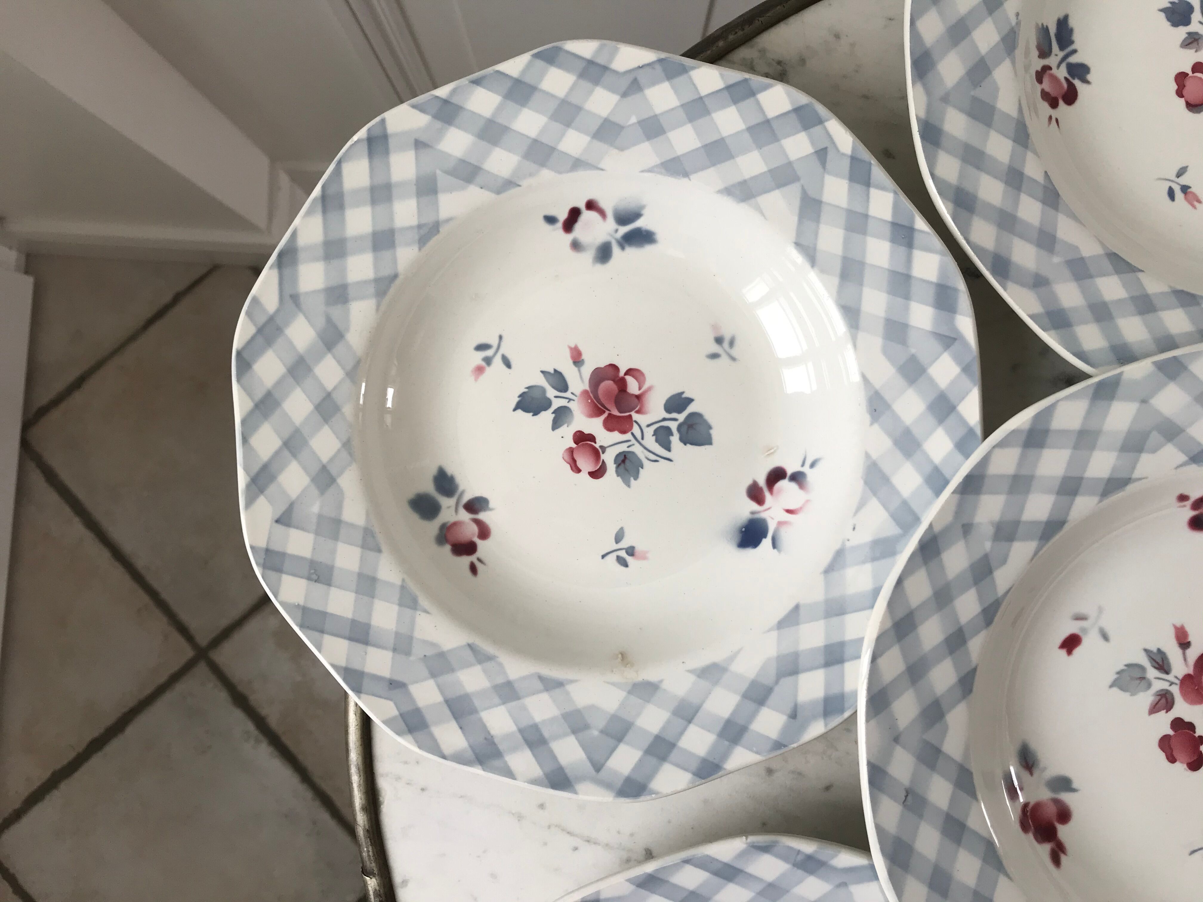set of 6 hollow plates Digoin Sarreguemines model "Bastia" years 30-40