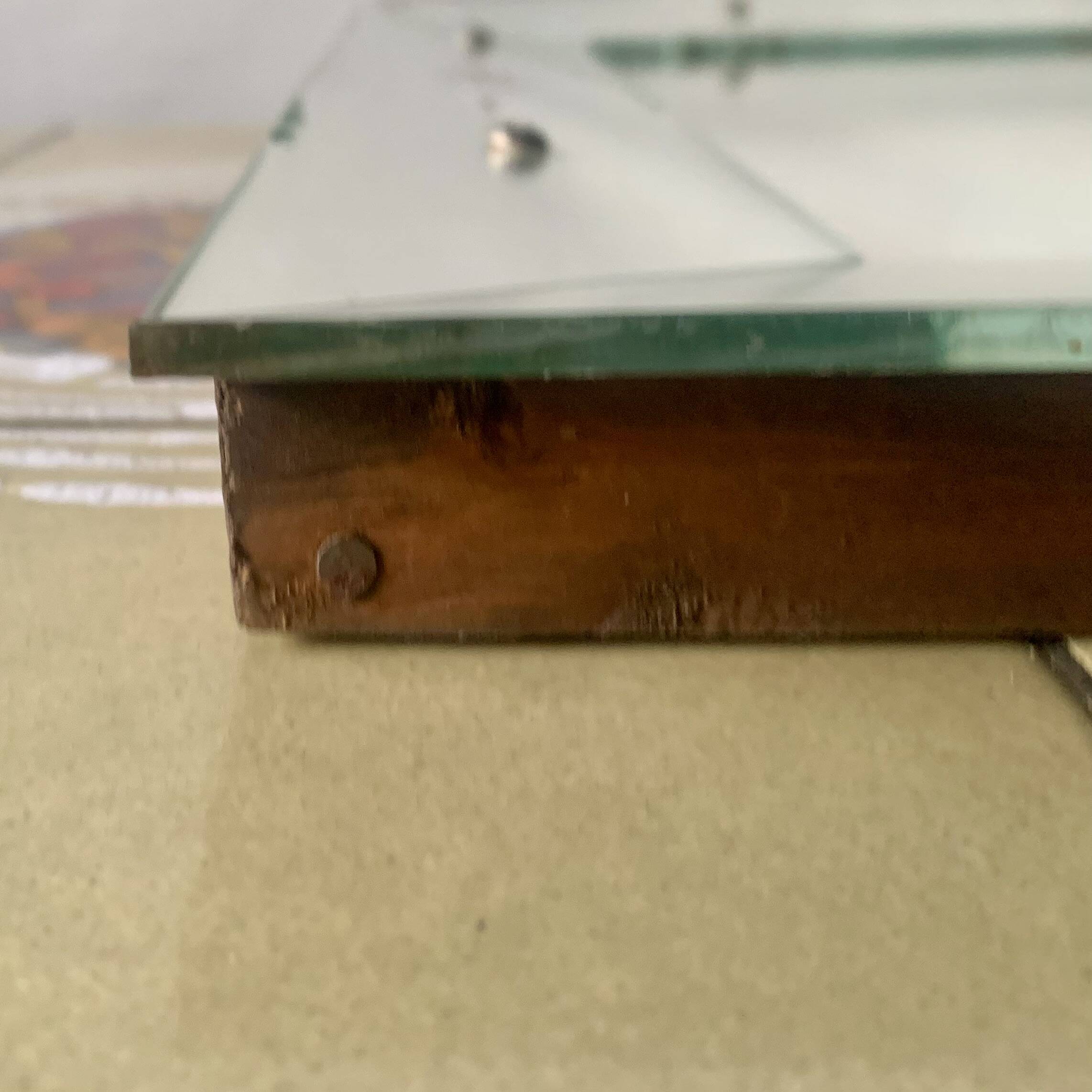 Rectangular Art Deco wall mirror inlaid and chiseled on wood