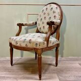 Medallion armchair in natural wood from louis xvi xviii eme century