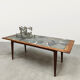 Vintage Danish design teak & slate stone coffee table