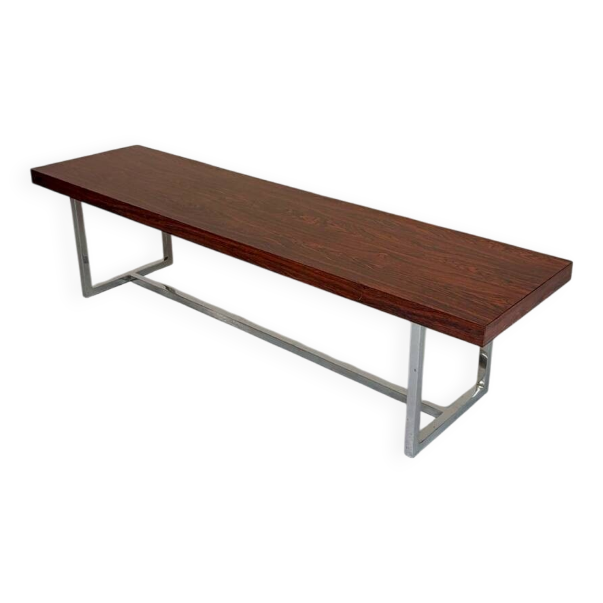 Antique and XXL Italian design coffee table from the 70s, rosewood veneer