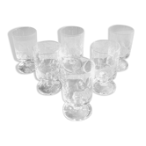 Set of 6 vintage transparent glass foot glasses