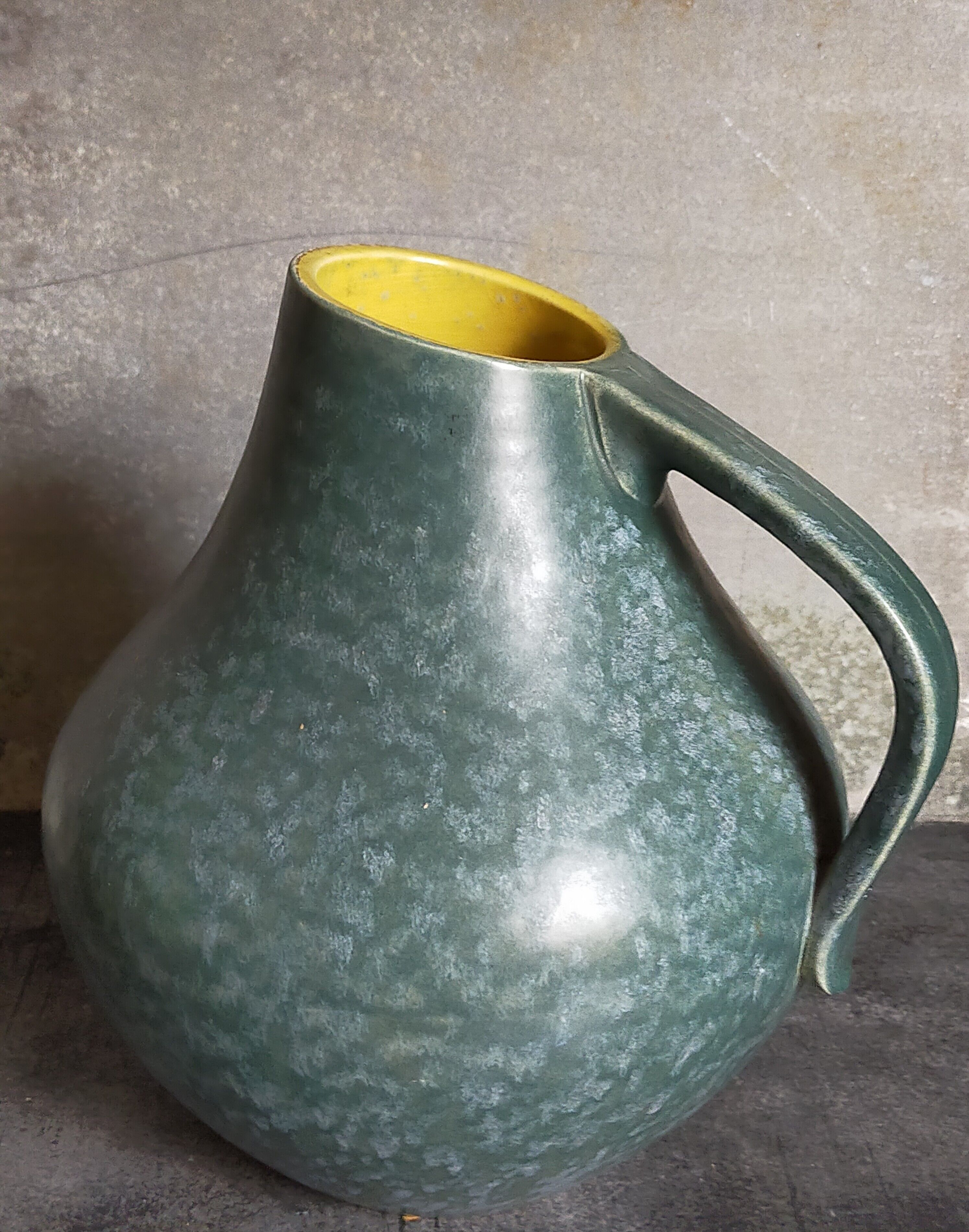 German ceramic vase Art-Deco with speckled enamel model n°377