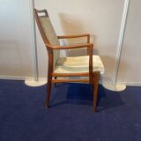 Set of 2 chairs and 2 armchairs in wood and gray velvet